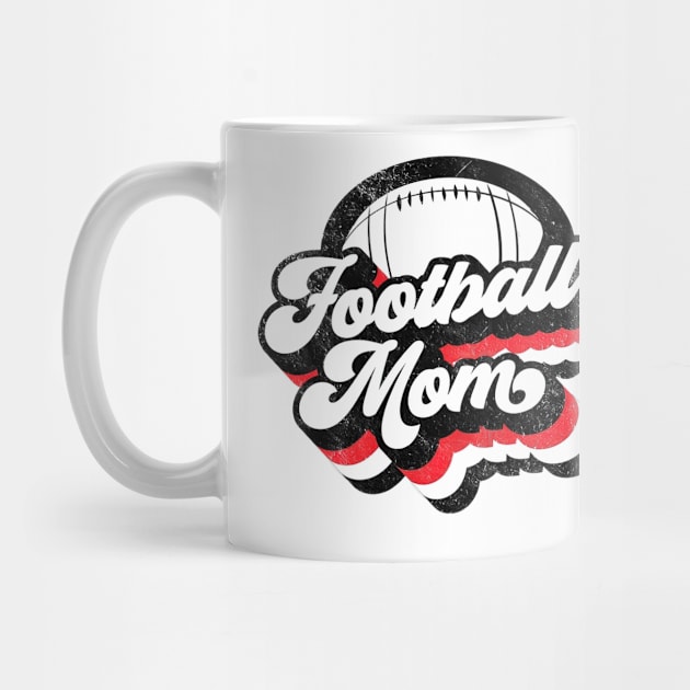 Retro Football Mom Red White Black by Wonder man 